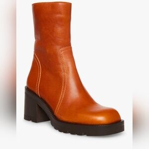 Steve Madden Naya Tan Cognac Leather Ankle Boots